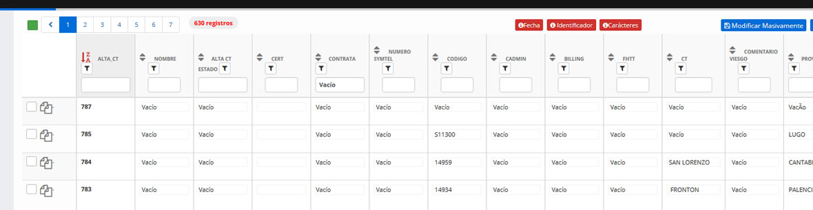 Grid filtraje y modificación para SAT